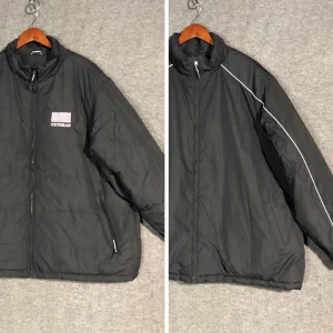 Manheim Devon & Jones Jacket Mens 4XL Black Reversible Puffer Veteran USA Flag