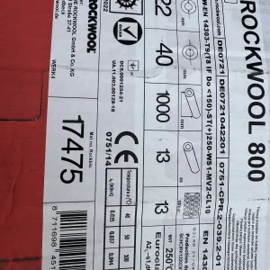Rockwool 800 H&V Pipe Section Insulation X 26 Lengths 22mm Bore 40mm Jacket NEW